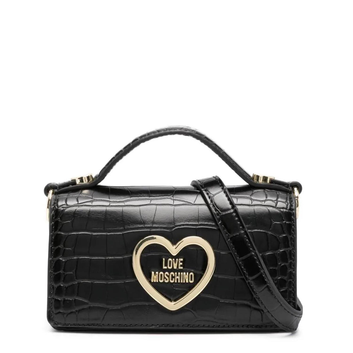 Love Moschino heart-plaque foldover shoulder bag in Pink