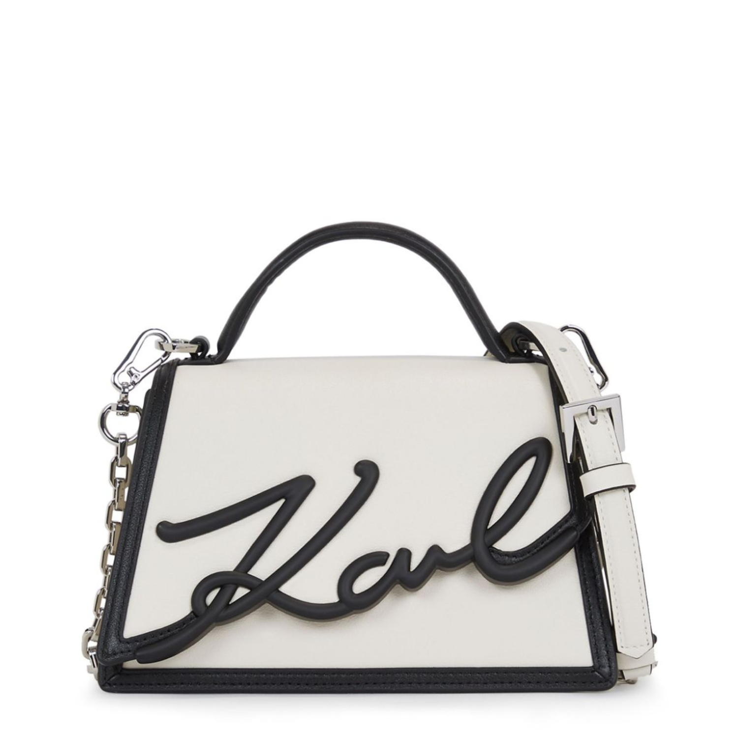 KARL LAGERFELD K SIGNATURE WHITE BLACK CROSSBODY BAG lovebycomo