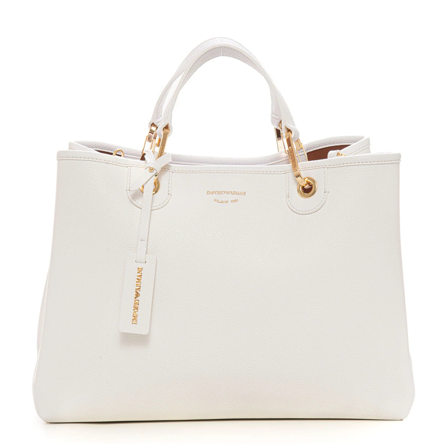 EMPORIO ARMANI トートバッグピッグロゴ ホワイト Emporio Armani logo-strap Tote Bag | White | FARFETCH